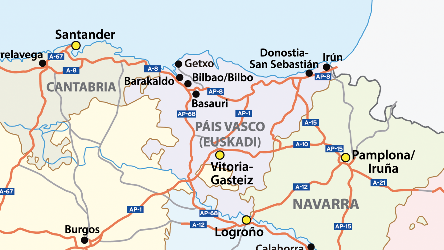 Basque Country Physical Map