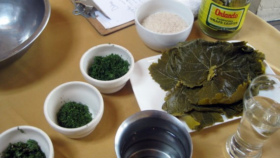 Ingredientes para preparar dolmades