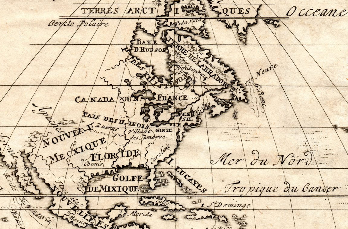 Mapa antiguo de Canadá y Norte America de 1712