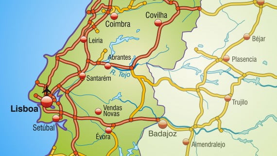 Mapa de autovías de Portugal: zona centro