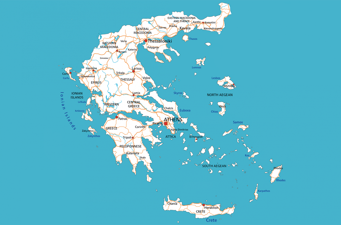 Mapa de carreteras de Grecia