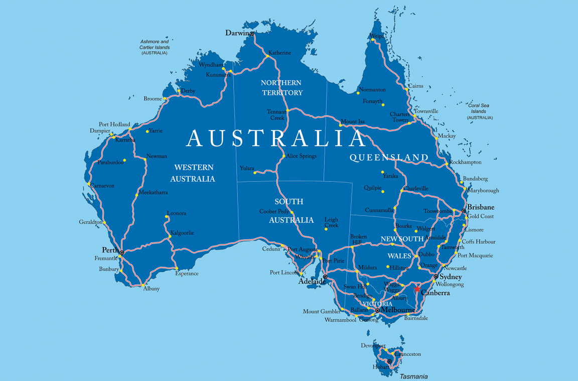 Mapa de carreteresas de Australia