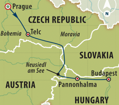 Mapa de distancia Praga Budapest