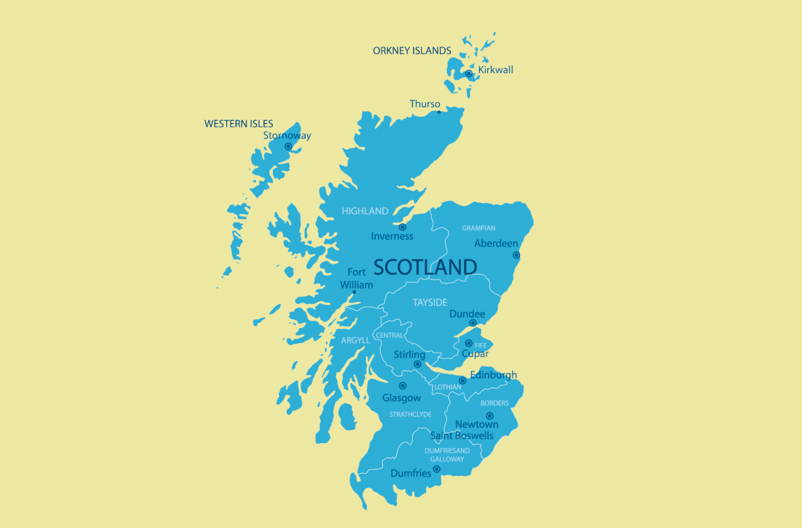 Mapa politico de Escocia