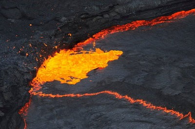 Mapa volcánico & volcanes en erupción volcán en el desierto danakil