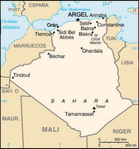 Argelia, mapa fronteras