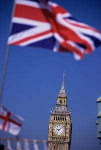 Bandera de Inglaterra con Big Ben