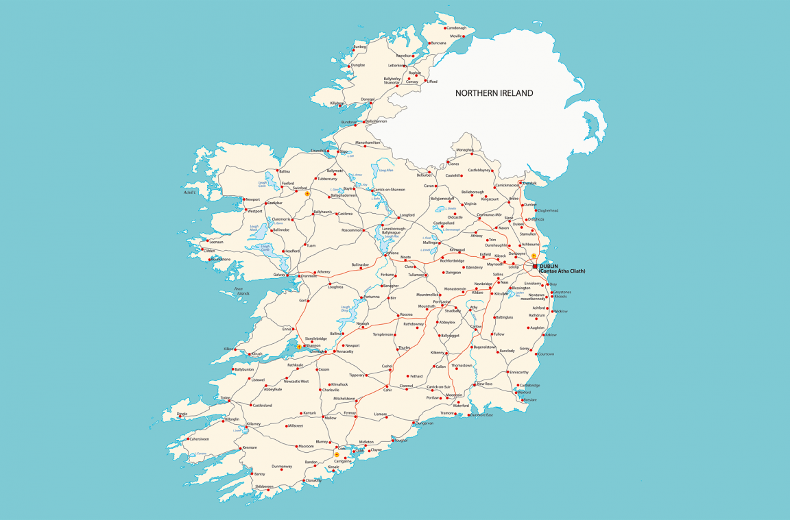 Mapa de carreteras de Irlanda