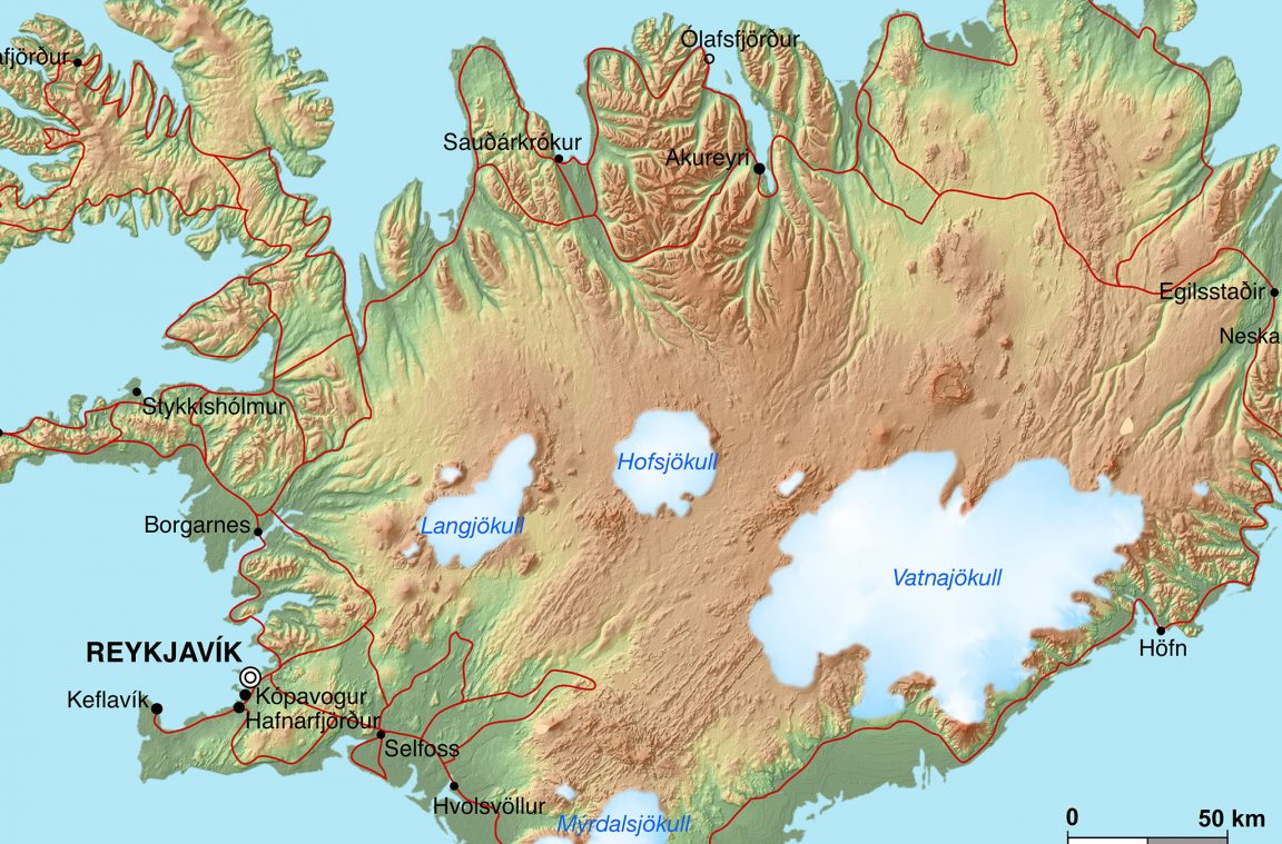 Mapa de carreteras de Islandia