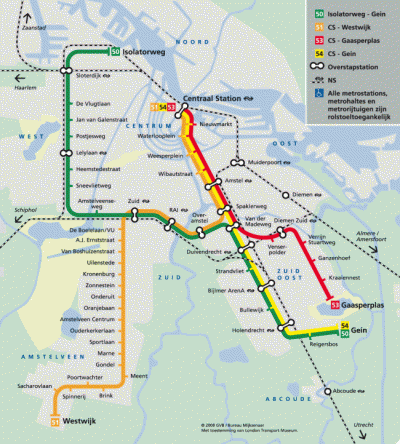 Mapa del metro de Ámsterdam