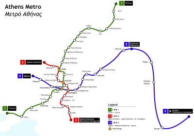 Mapa del metro de Atenas