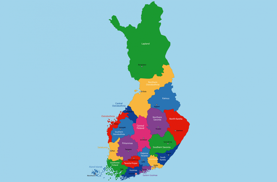 Mapa político de Finlandia