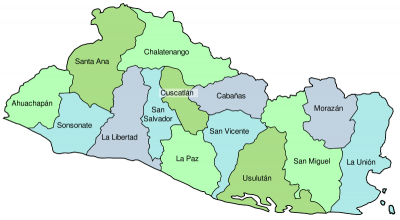 mapa San Salvador y sus departamentos