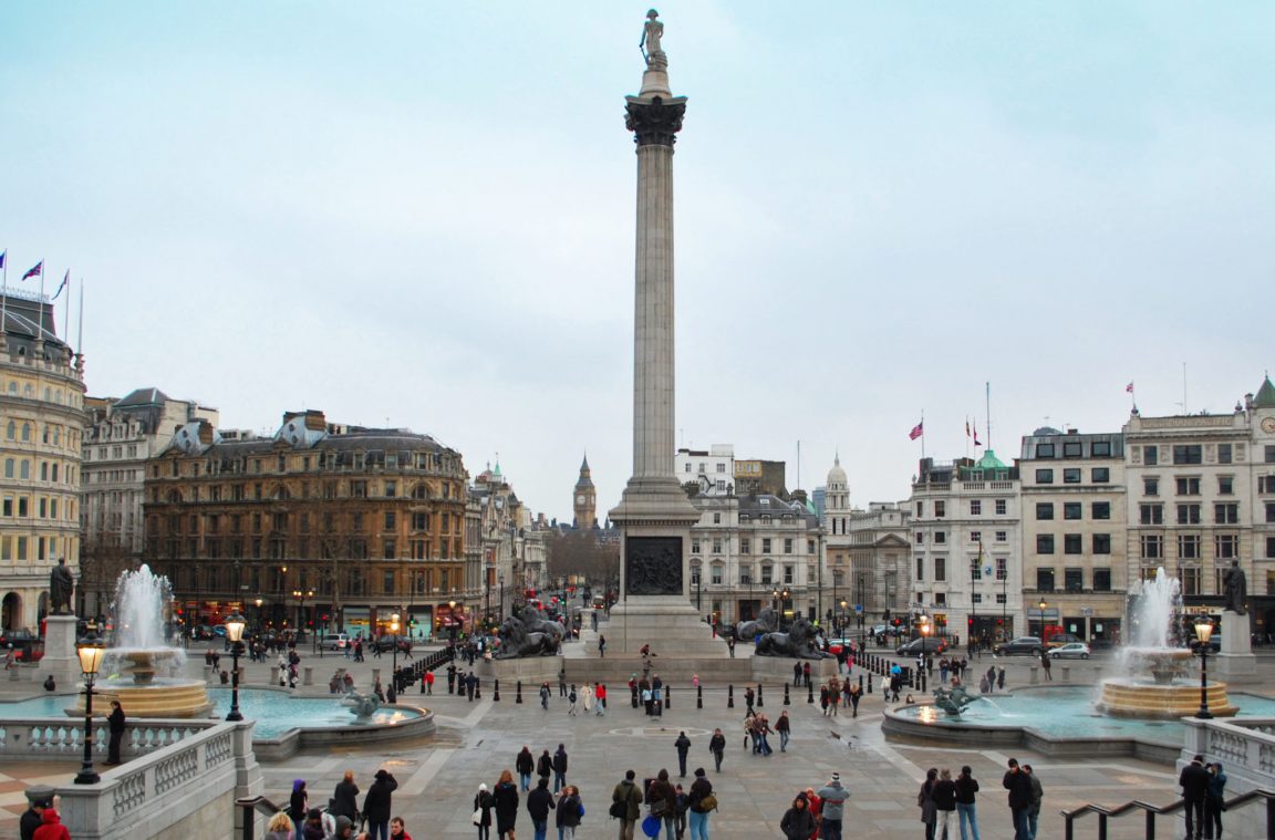 Monumentos de Inglaterra: Trafalgar Square desde la National Gallery