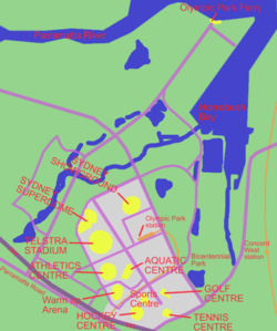 Mapa del Parque Olímpico de Sidney 