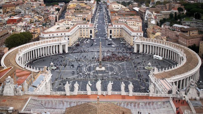 Vista aérea de la Plaza de San Pedro, en el Vaticano