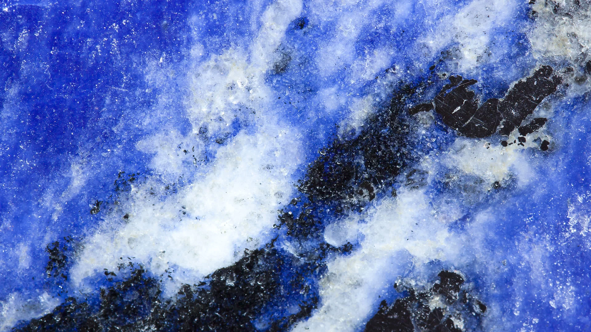 Close up view of a specimen of lapis lazuli
