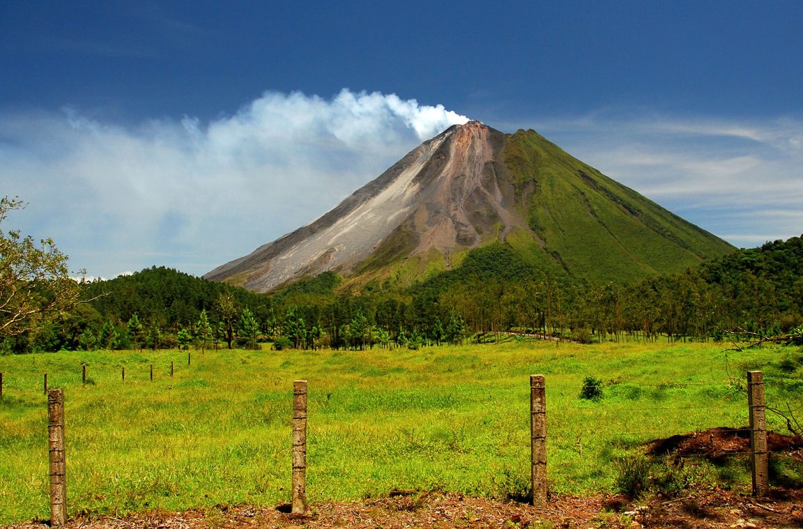 The continuous eruptions of the Arenal volcano, in Costa Rica