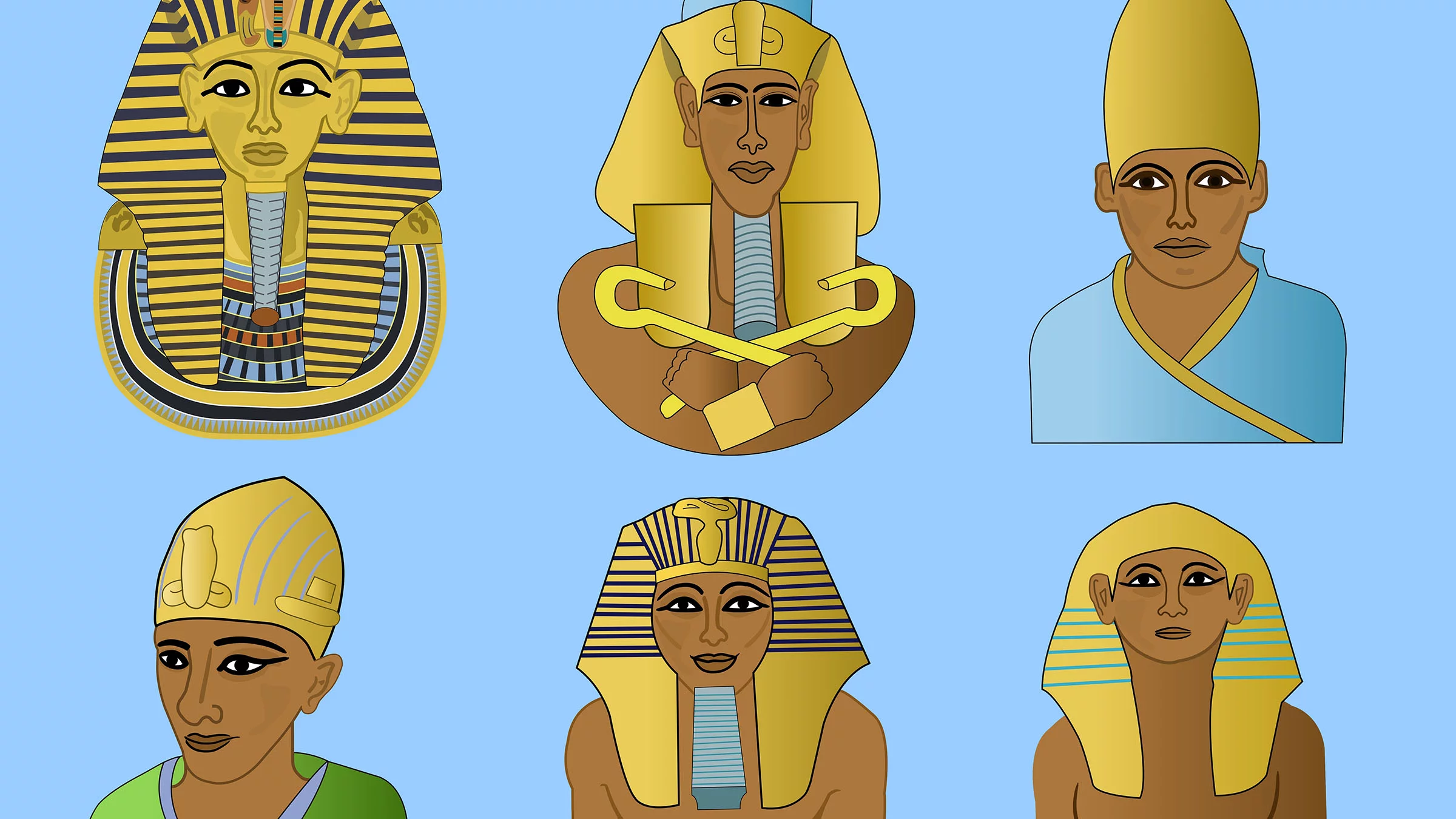 De verschillende kronen van de Egyptische farao's