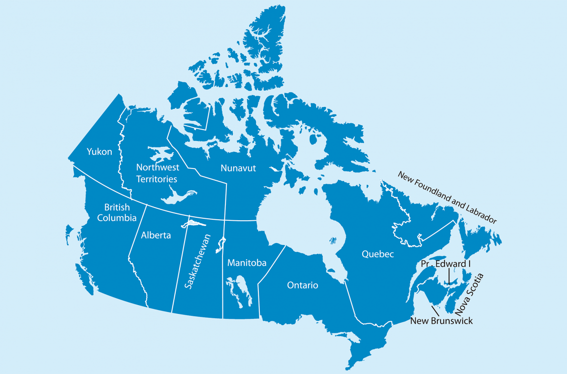 Kanadako posta barrutiko mapa