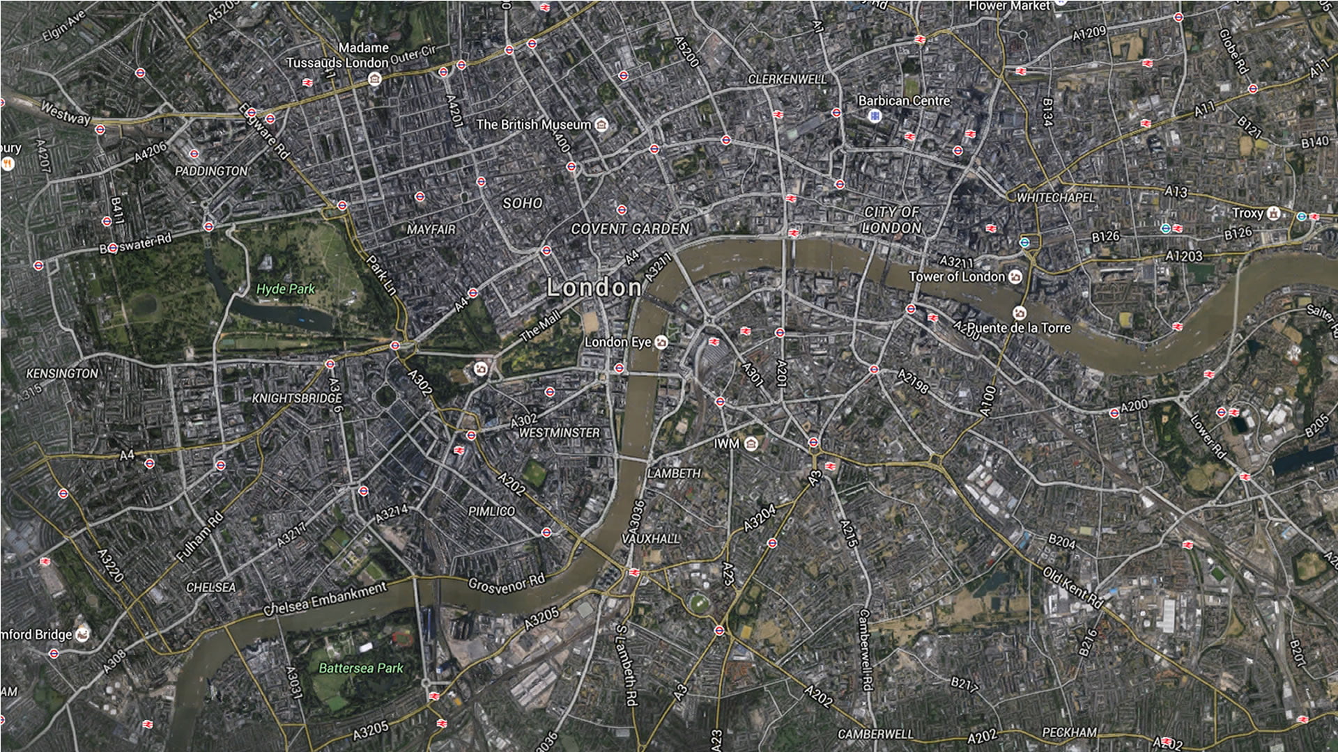 Mapa de Londres via satèl·lit