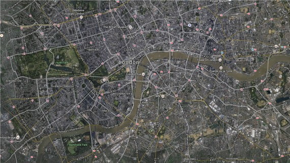 Mapa de Londres vía satélite