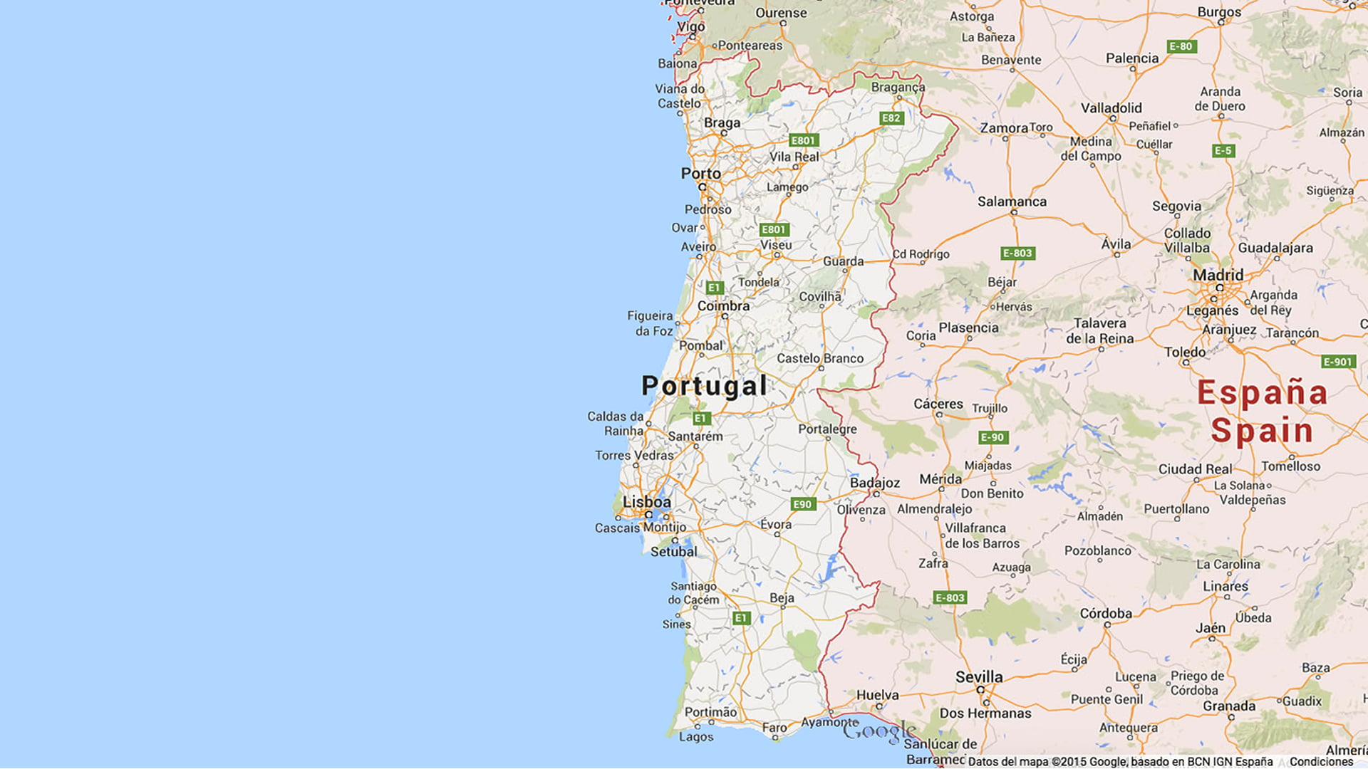 Straßenkarte Portugal-Spanien