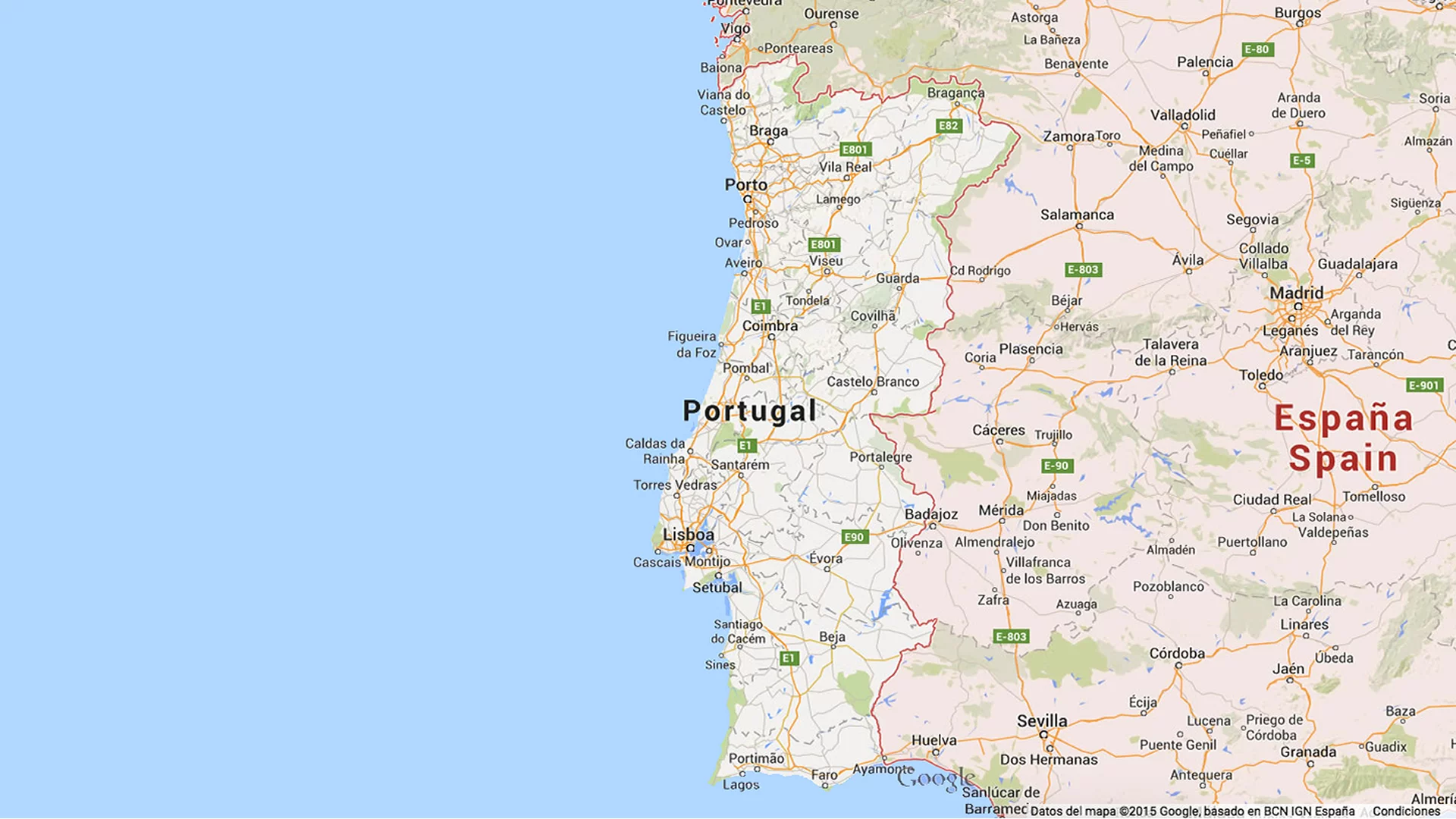 Portugal-Spain road map