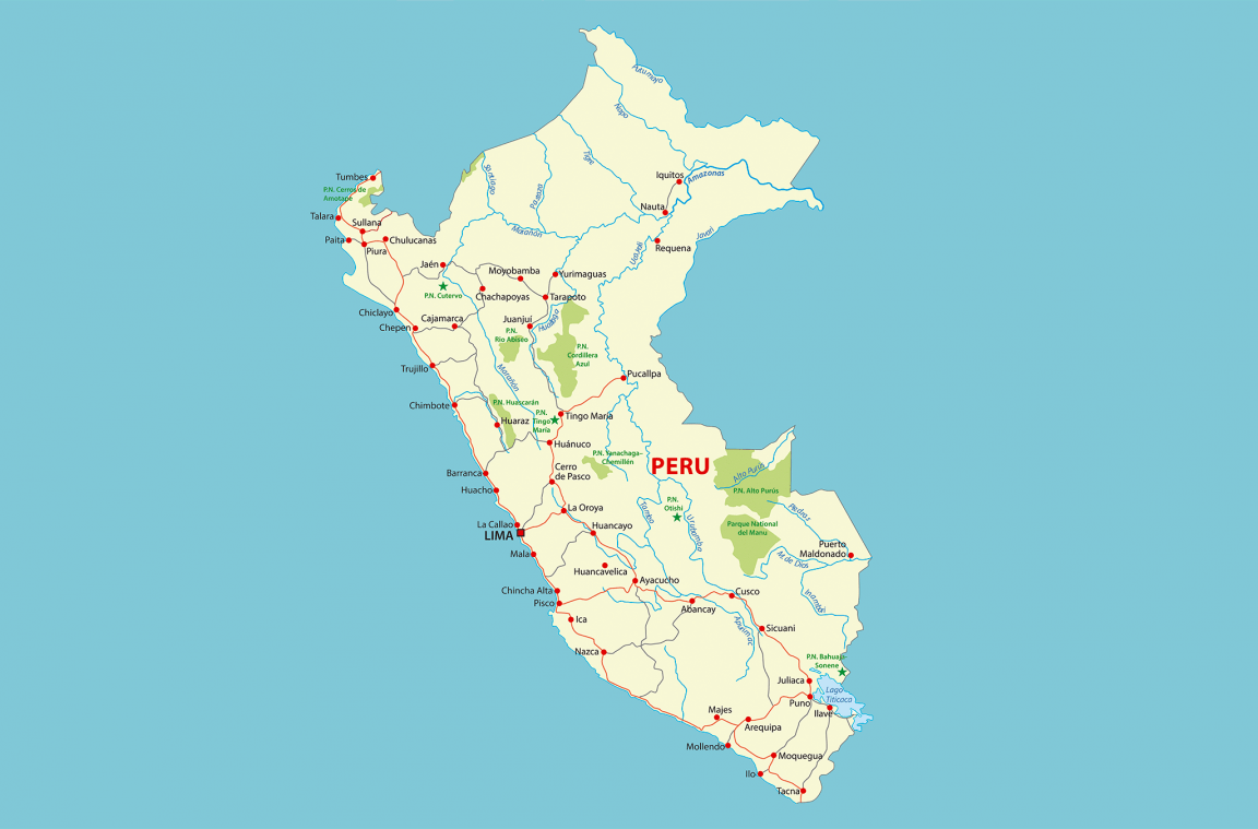 Mapa de estradas de Perú