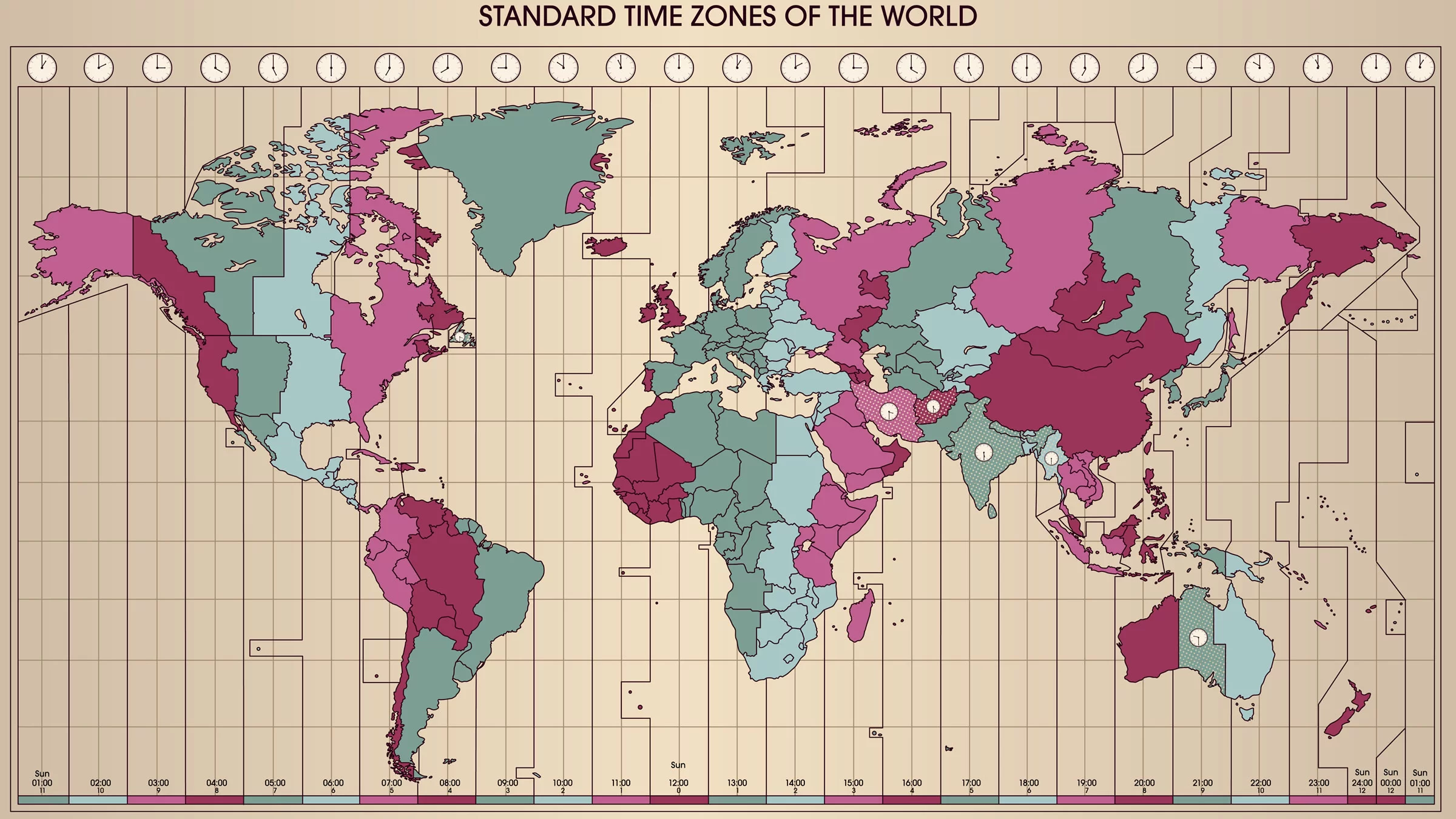 Kaart van de wereldtijdzones
