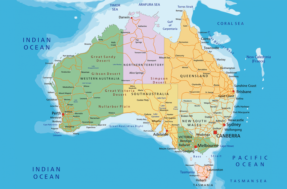 Mapa politico de Australia