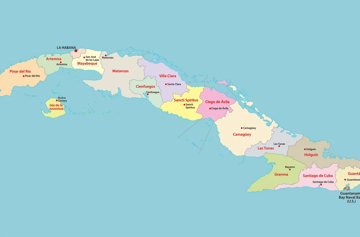 Political map of Cuba