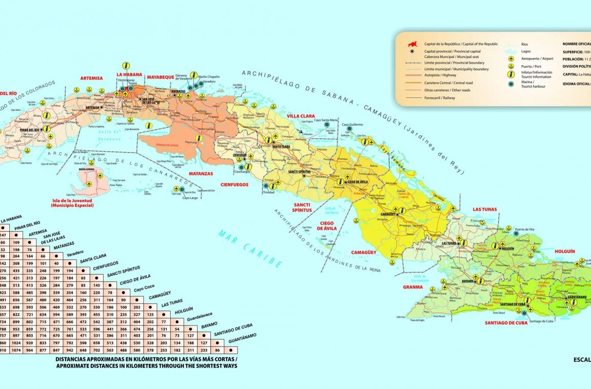Toeristische kaart van Cuba