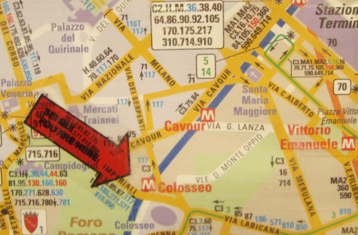 Extracto do mapa turístico de Roma
