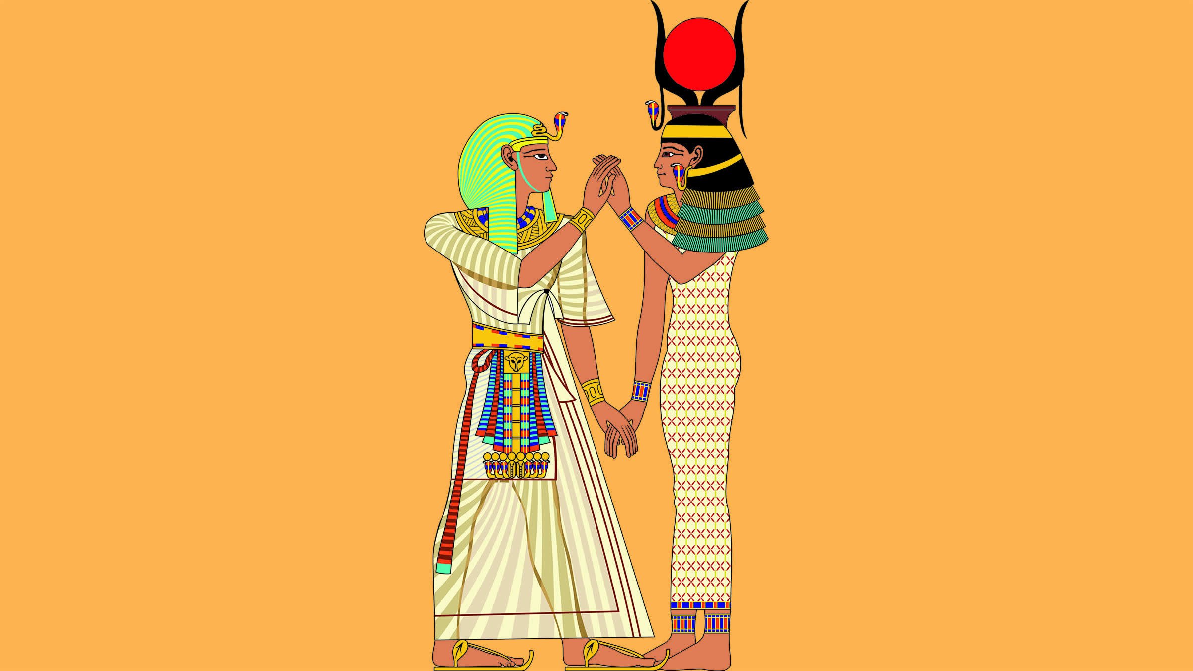 Vestimenta do faraón e da gran muller real