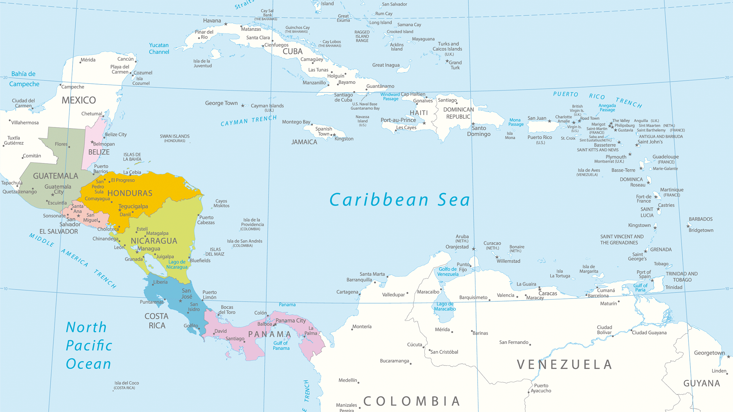 Mapa político de América Central