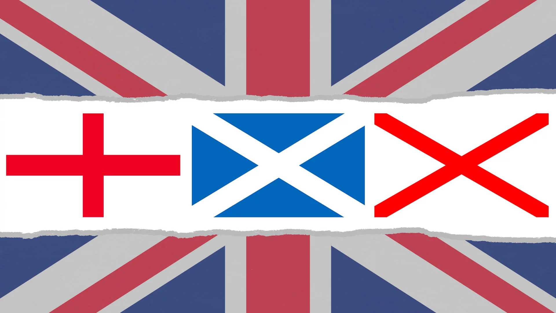 Croci che compongono la bandiera del Regno Unito