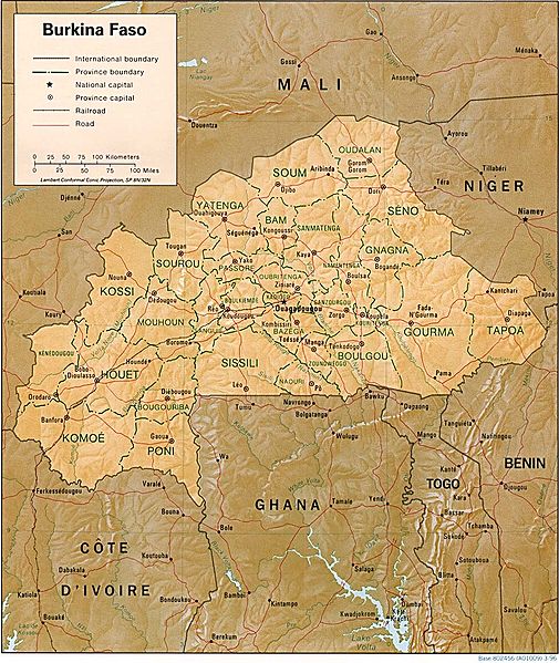 Burkina Faso, Mapa con fronteras