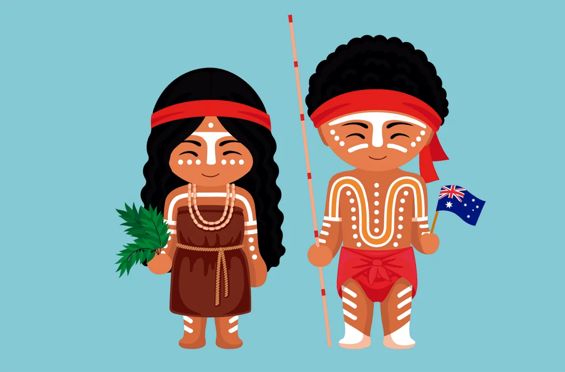 Zeichnung des Kleides der Ureinwohner Australiens