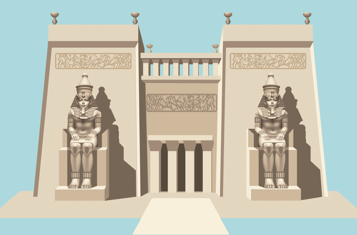 Zeichnung eines ägyptischen Tempels