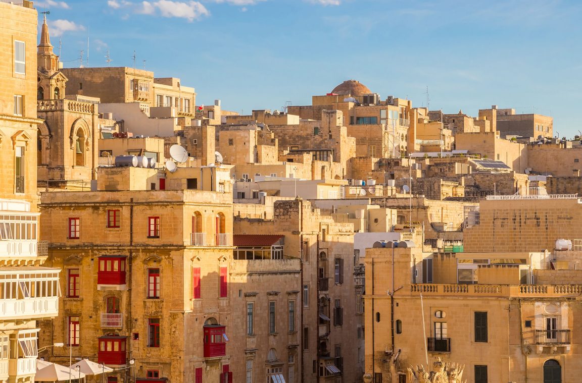 Characteristic buildings of Valletta, Malta