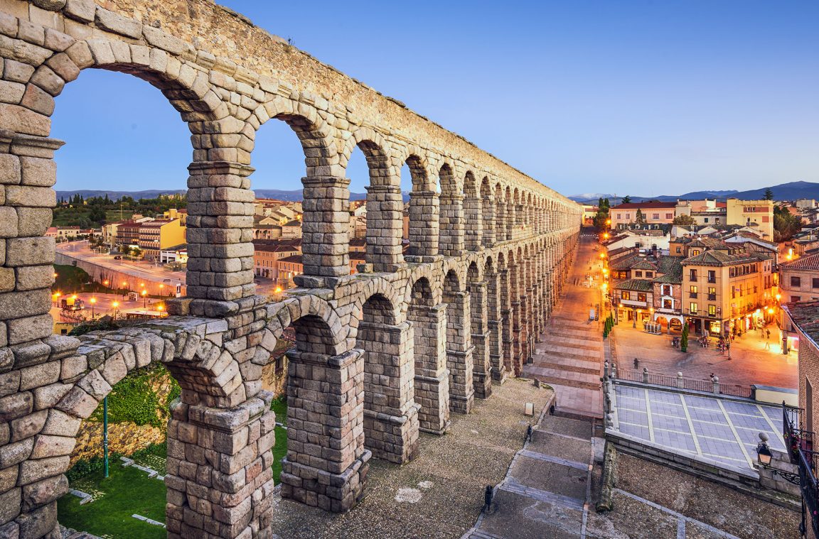 The imposing aqueduct of Segovia