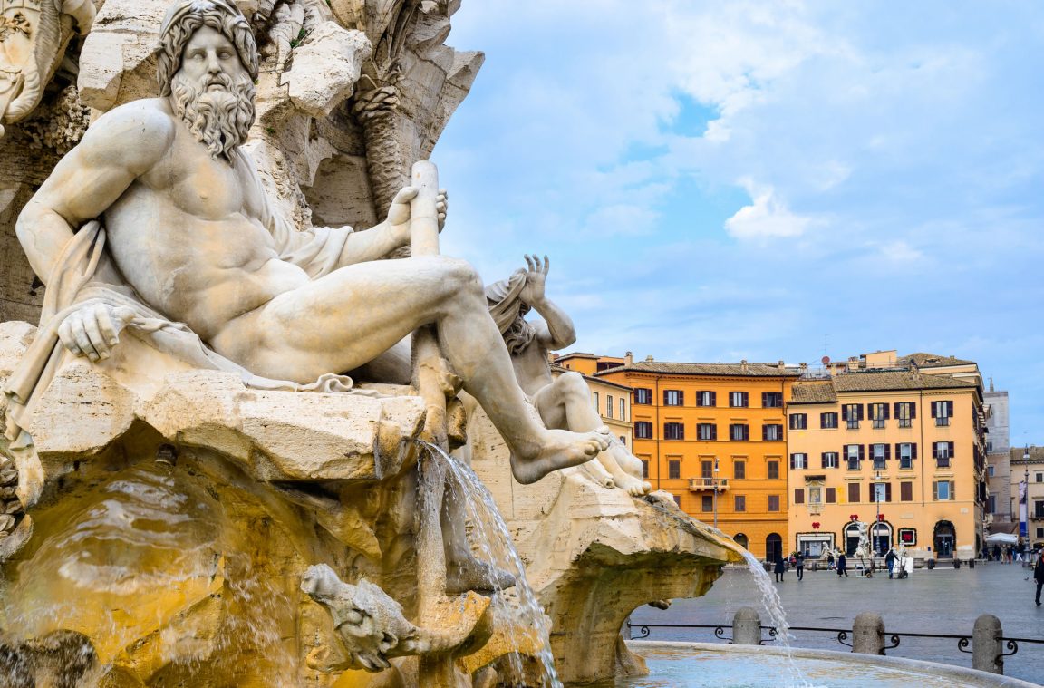 Fountain of the Four Rivers, in Piazza Navona, Rome