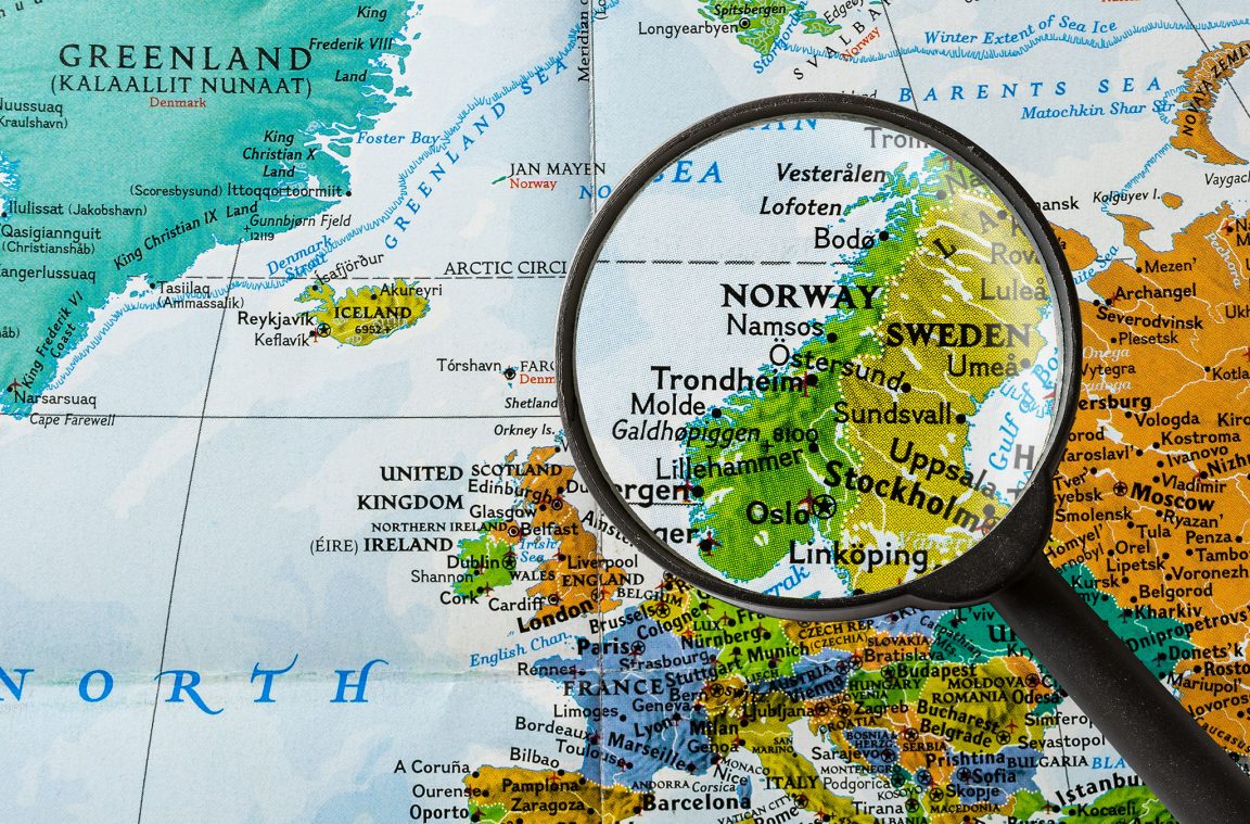 La localització de Noruega dins d'Europa