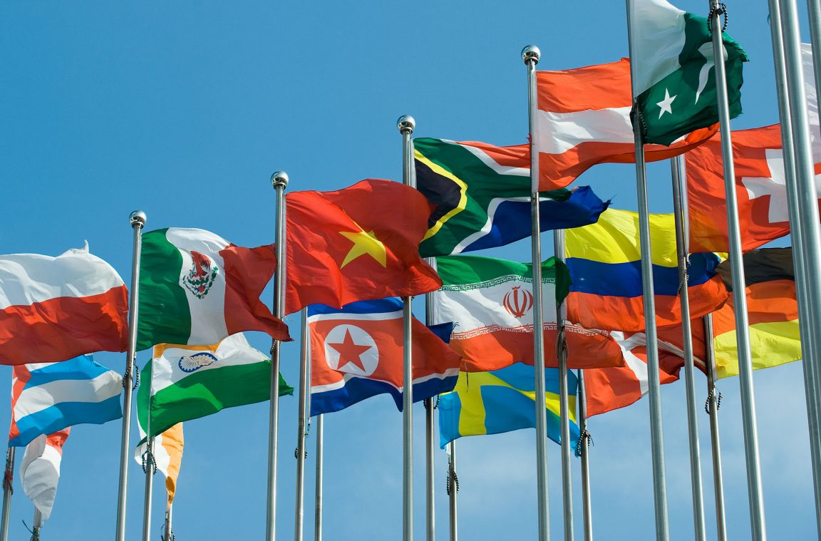 The flags of African countries