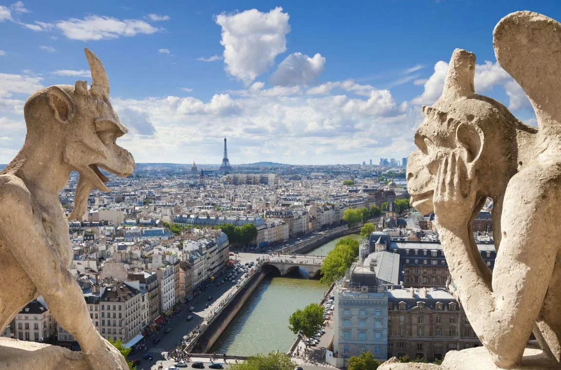 The famous gargoyles or chimeras of Notre Dame, Paris