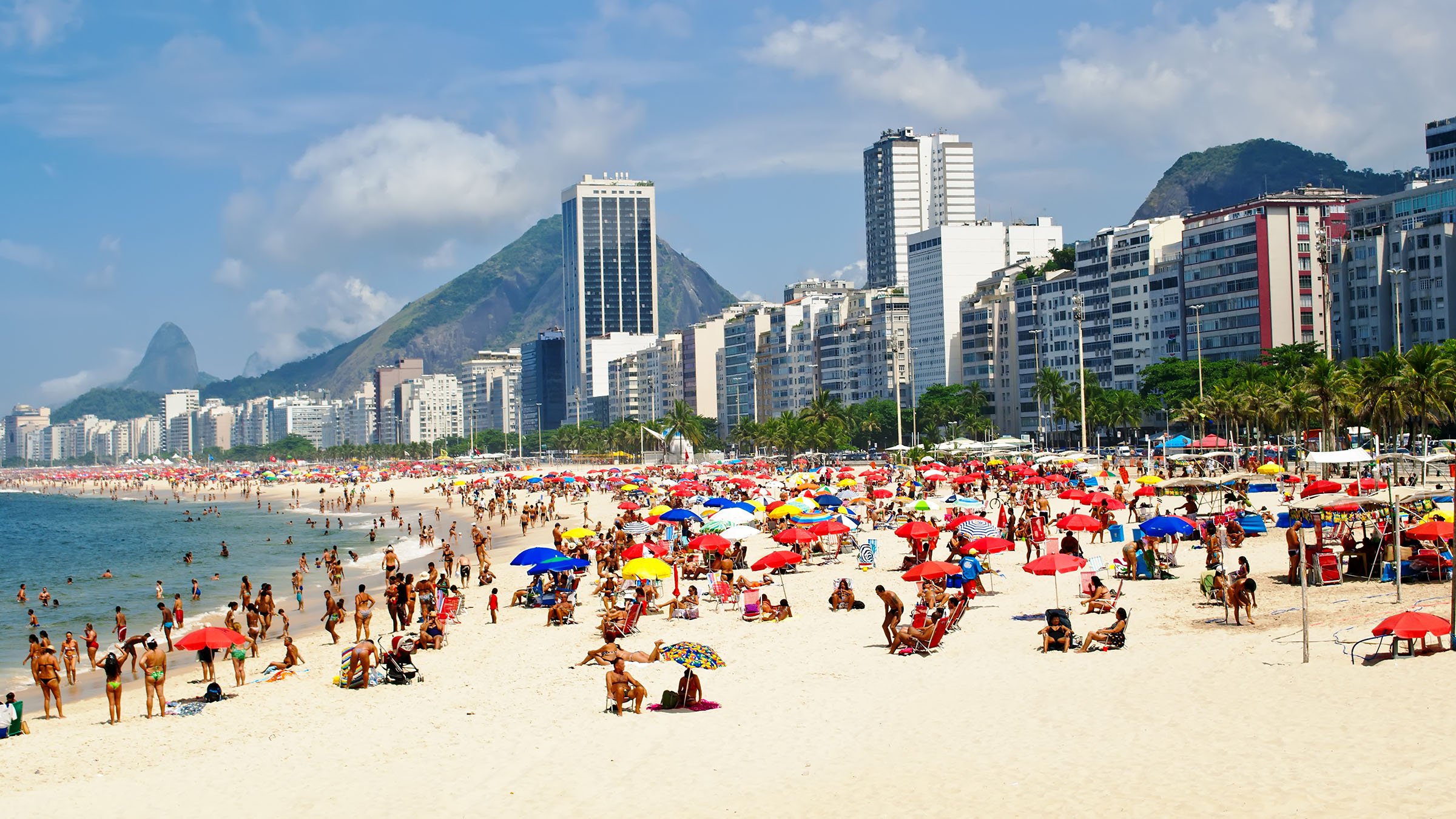 Leme and Copacabana beaches, in Rio de Janeiro, Brazil.