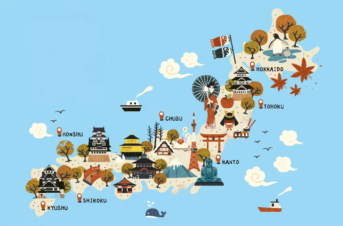 Wzorzysta mapa Japonii