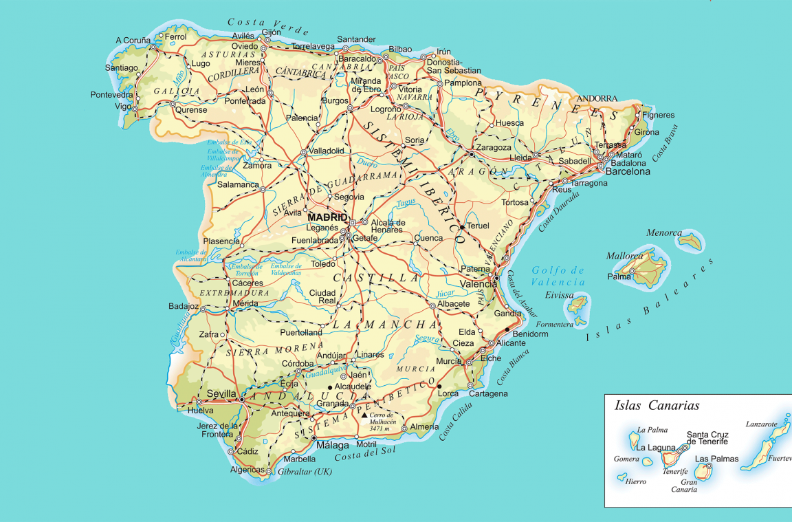 Spanien Straßenkarte