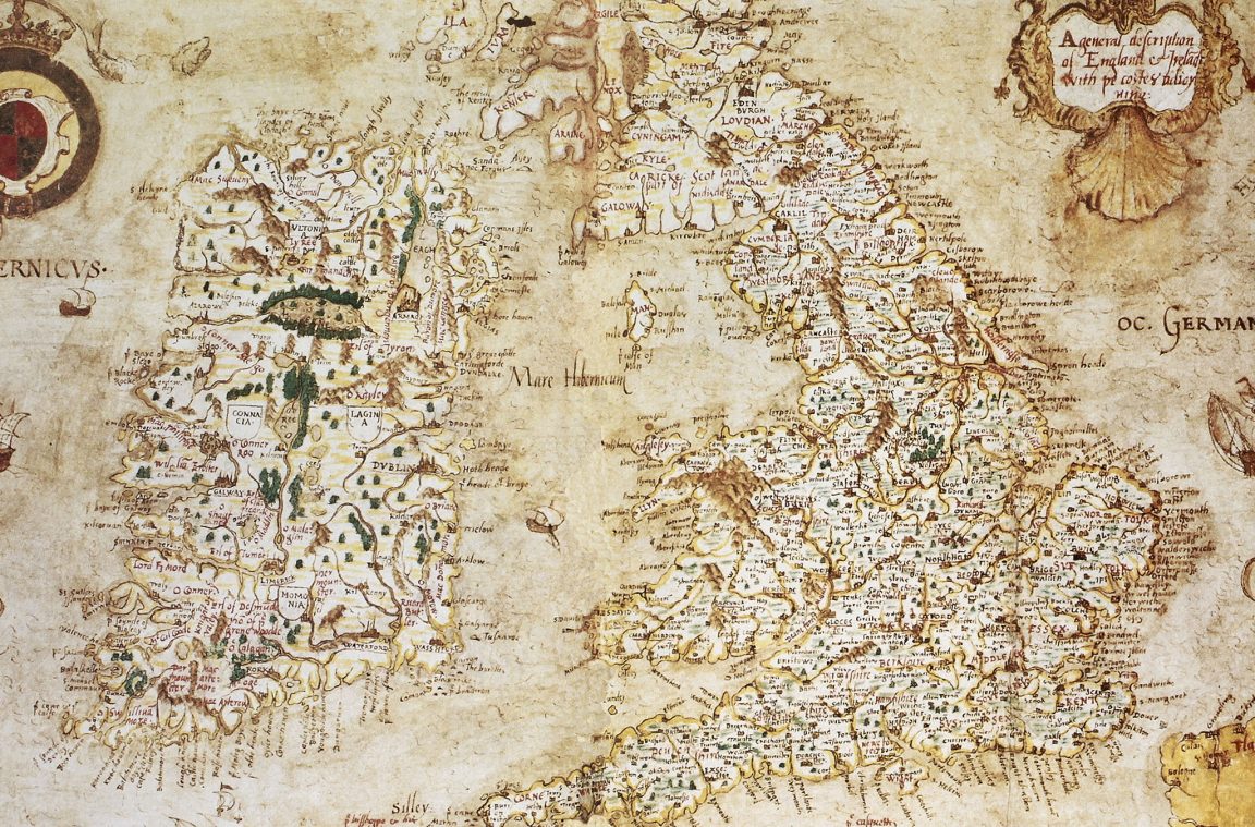 1564 yılında çizilmiş Büyük Britanya Haritası
